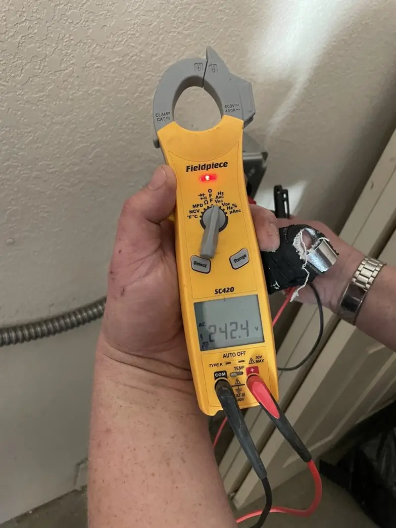 Voltage testing with clamp meter during Generator Installation in Belle Fourche